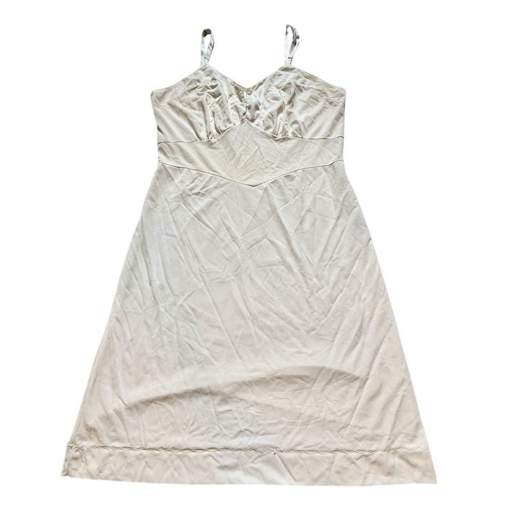 Vintage Carol Brent Ivory Nylon Satin Lace Slip‎ Dress Size M steampunk feminine